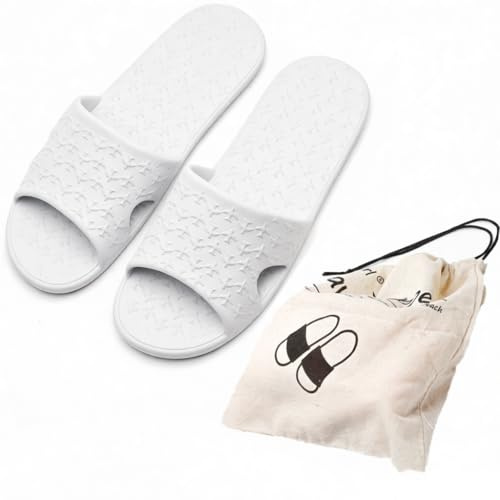 Anmerl Travel Slippers for Women & Men - Portable Foldable Slides with Storage Bag, Non-Slip Quick-Dry Comfort Shower Shoes for & Indoor/Outdoor, Hotel, Spa, Gym, Beach