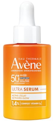 AVÈNE Sonnenpflege - Ultra Serum Glow LSF 50+ - Strahlkraft & Schutz - Mit TriAsorB™ & Vitamin-Komplex - Belebendes Finish - Perfektioniert den Teint - Müde, empfindliche Haut - 30 ml