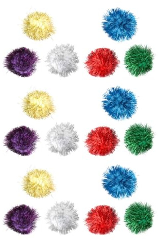 Toyvian Lot de 18 Boules et Pompons Colorés pour Chats Jouets Interactifs d'Intérieur Adaptés à Chats Anxieux Couleur Aléatoire