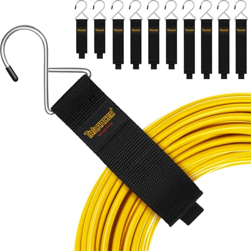 Trilancer Kabelorganisatör 10Pack Kabelhängare och Kabelorganiserare, Kardborreband med Metallkrok Sladdupphängning för att Hänga på Väggar för Kablar Sladdar,Rep,Slangar för Hem,Garage eller Verkstad