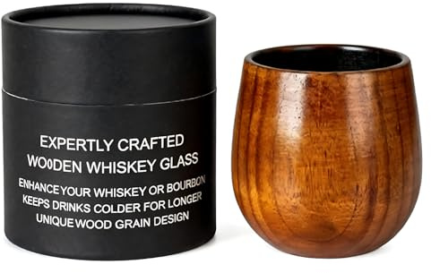 Wooden Bourbon Whisky Glasses, Charred Wooden Whisky Glass with Paper Tube, Whisky Tumbler Glasses, Old Fashioned Gift Whiskey Cup for Men, Dad, Or Brother