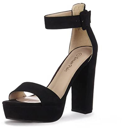 DREAM PAIRS Womens HI-LO High Heel Platform Pump Sandal Orinthia,Size 8,Black/Suede,HI-LO