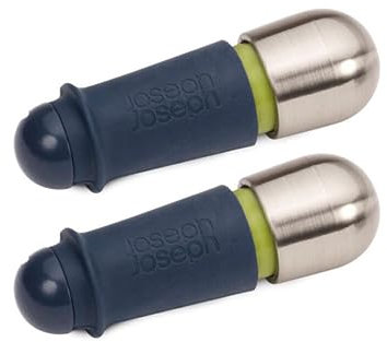 Joseph Joseph BarWise Twist-Lock Weinstopfen, luftdicht wiederverwendbare Flaschenstopfen, 2er Set, Blau, 30