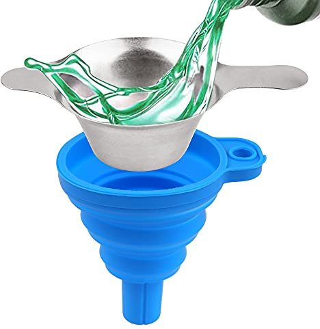 Hyber&Cara Filtro de resina de impresión 3d reutilizable, Embudo de silicona plegable y filtro de acero inoxidable para verter resina en una botella
