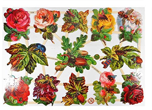 Glanzbilder EF 7338 Käfer Rose Biene Oblate Posiebilder Scrapbook Deko GWI 699