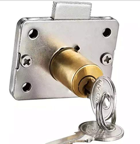 SAUTOP 1Set Carbon Steel Modern Cabinet Lock, Drawer Lock, Silver, Key Lock, Easy to Install, Key Unlock