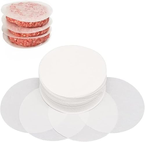 Burger Discs, 500 Pieces, Round, 12 cm, Non- Stick Parchment Paper for Burger Press and Patty Makers | Wax Sheets for Hamburger, Burger Patties