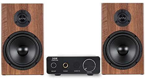 McGrey BMS-80 BR Micro Stereo - incl. mini amplificatore e cavi per casse - ingressi RCA e AUX - 80 watt - marrone