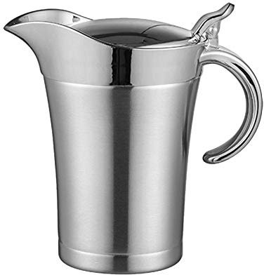 WingFly Edelstahl Thermo Sauciere Doppelt Isoliert Thermo Sauciere Soßenkanne Saucenbecher Soßenschüssel mit Deckel für Servieren von Soße, Vanillesoße, Sahne, Soße (750 ML)