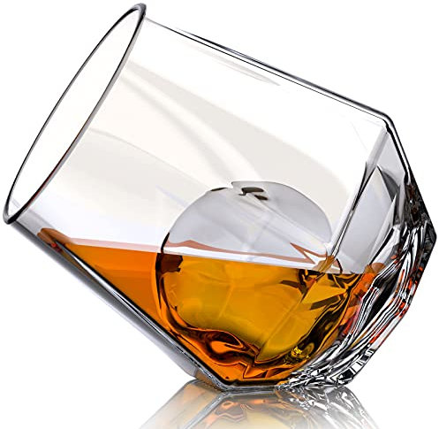 Juego de 6 vasos de whisky de diamante, cristal transparente sin plomo, 10 onzas, embalaje de regalo de lujo, perfecto para whisky, whisky, whisky, bourbon y bar cócteles de moda antigua