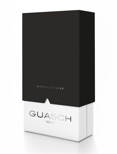 Pañuelos Guasch Caballero, Estuche 6 Uds 100% Algodón 10450, 43x43 cm, Color Blanco con Satenes, Pañuelos de Bolsillo, Pañuelos Hombre