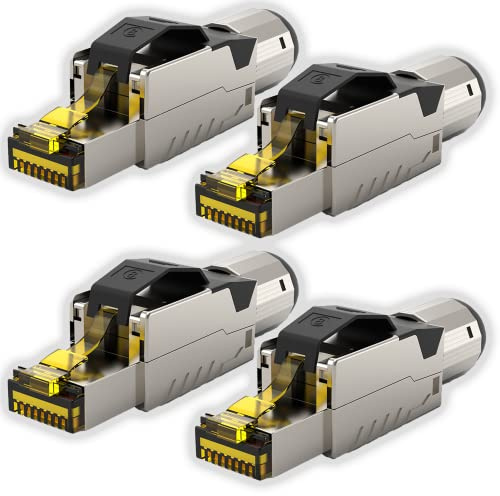 RedStar24 Conector RJ45 Cat 8 Conectores sin Herramientas Blindado Enchufe Macho hasta 10 Gigabit, para Cable de Red Ethernet Cat8.1 Cat8 Cat 7 Cat6a Cat6 8 polos Enchufe | 4 unidades
