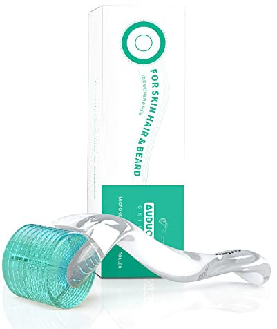 AUDUODUO® Derma roller 192 aghi veri 0,5 mm con aghi in argento reale Microneedle roller for Face