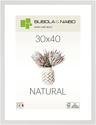 Bubola & Naibo Cornice portafoto 30 x 40 cm, in legno bianco, certificata FSC, per ritratti, verticale e orizzontale