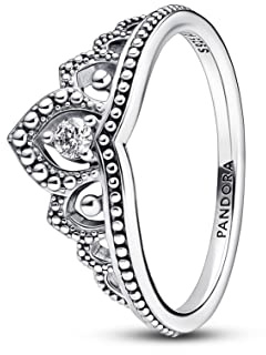 PANDORA Königlicher Perlen Diadem-Ring aus Sterling Silber mit Zirkonia - kombinierbar mit Schmuck Moments Kollektion - Größe: 58