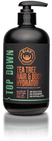 GIBS Top Down Hair and Body Hydrator, Tea Tree Moisturizer for Hair and Skin, 12 oz