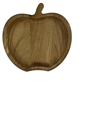 EFO Plateau décoratif en bois pour snacks | Plat de service en chêne naturel fait main au design charmant | Idéal pour servir des noix et des fruits | Forme de Pomme