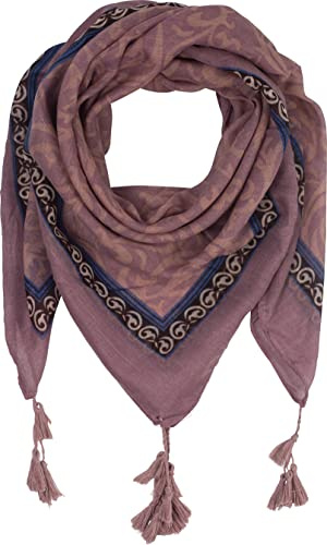 fashionchimp Damenschal mit Zier-Quasten und Muster-Mix Stickerei, Fransen-Schal, Dreieck-Tuch