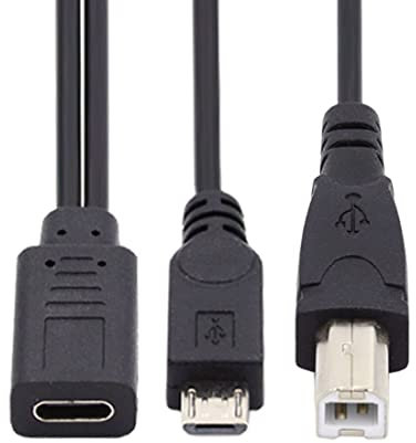 chenyang Câble de charge répartiteur USB C, 1 vers 2 USB B/micro USB, prend en charge le chargement de deux appareils en même temps, 0,3 m