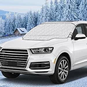 Casenly Frontscheibenabdeckung, Auto Scheibenabdeckung Windschutzscheibenabdeckung für Schnee, Frost, Sonne, UV, Staub Magnet Fixierung Autoscheibenabdeckung Ultra-Dick Strapazierfähig 180 x 116 cm