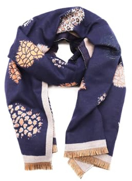 QUEEN HELENA Dam Casual Rund Hals Mönstrade Vinter Halsduk SC202, Navy, one size