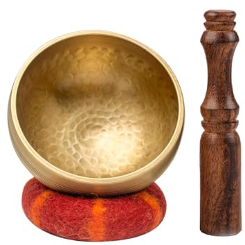 Tipitaka Juego de cuencos tibetanos de 8,5 cm, curación de sonido para yoga y meditación, para aliviar el estrés y vivir conscientemente, 100% martillado a mano en Nepal, cuenco de sonido para