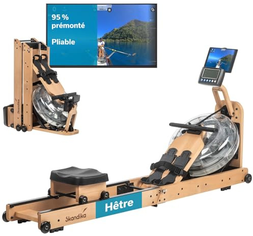Skandika Nytta vattenroddmaskin | 45° tank, träroddmaskin för hem, vikbar, kompatibel med Kinomap-applikation | Träroddmaskin med vattenbeständighet