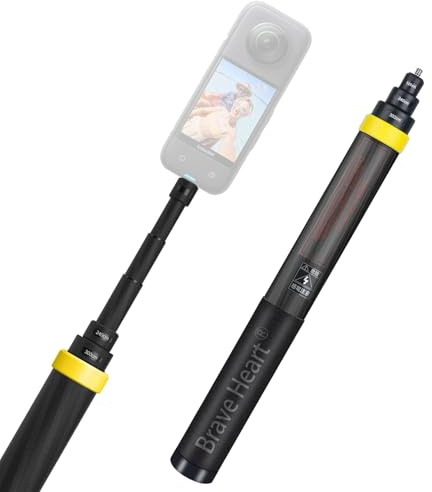 Palo de selfie invisible extendido de fibra de carbono de 3 m para Insta360 ONE X5 X4 X3 X2/ONE RS/ONE R/ONE X para accesorios de cámara panorámica Insta 360 (amarillo)