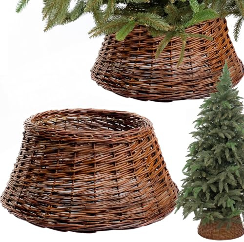 BOGATECO Weidenkorb für den Weihnachtsbaum 70cm Durchmesser | Weihnachtsbaum Rock aus Weide | Weihnachtsbaumkorb | Naturfarbe Christbaumstände aus Weide | Handmache | Braun