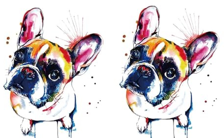 2 Blätter Temporary Französiche Bulldogge Hund Tattoo KM133x2