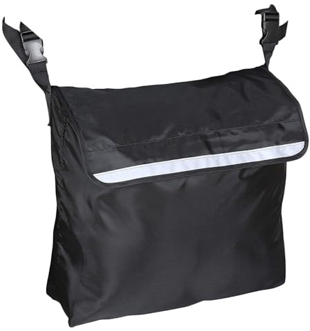 JECOMPRIS Rollstuhltasche in Schwarz aus Nylon mit Verstellbaren Gurten Praktische Tasche Aufbewahrungstasche für Rollstuhl und Trolley für Mobilitätshilfen