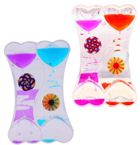 Sablier Liquides Jouets Sensoriels, Sablier Minuterie Liquide, Timer Liquide Lampe à Lave Colorés Fidget Toy Liquid Motion Bubbler pour Enfant Adulte, Relaxation Anxiété TDAH, Décor à Maison (G-2pcs)