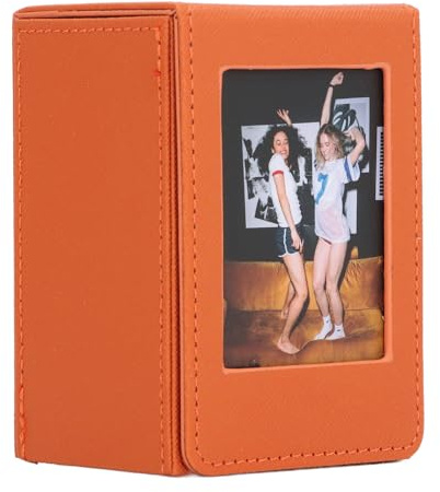 Elprico Marco de Fotos Polaroid y Caja de Almacenamiento de Fotos,Marco de Fotos para Película Polaroid de 3 Pulgadas,Caja de Almacenamiento de Tarjetas Fotográficas de PVC para (BROWN)