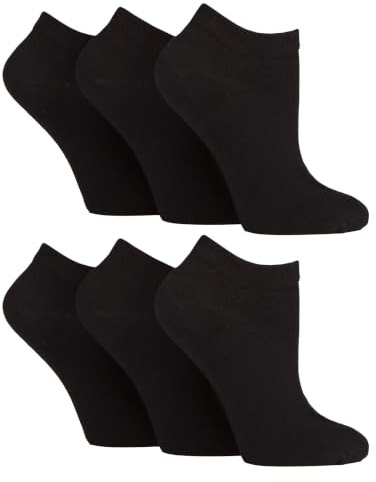 Gentle Grip 6 Paires Femme Chaussettes Courtes Diabétiques Chaussettes Basses Sans Elastique et Couture pour Pieds Gonflés (37-42, Noir)