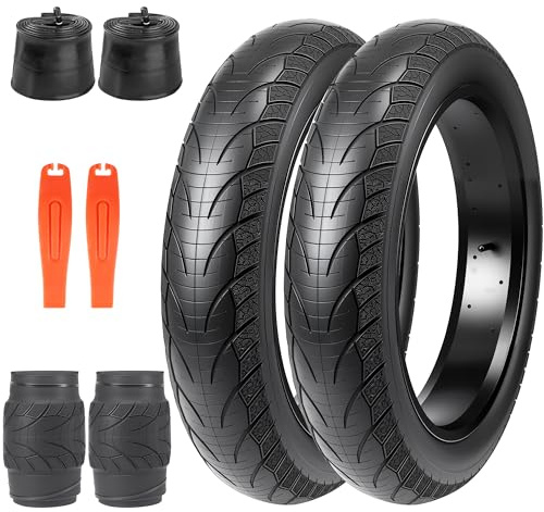ZUKKA 2er-Pack Fahrradreifen Fat Bike Tire 26x 4.0 Zoll ETRTO 76-559 Plus 2er-Pack 26 Zoll Schlauch 26x4.0 AV35mm für E-Bike Mountainbike Heavy Duty Snow Bike Reifen，Schwarz