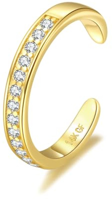 PLOMFOV Zehenring für Damen, mit 14 Karat Gold gefüllt, verstellbar, läuft nicht an, massives 14 Karat Echtgold