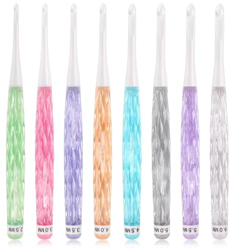 Aeelike Transparent Rutschfest Häkelnadel Set, Ergonomische Häkelnadeln Set mit Tieferer Häkelkopf, Inline Häkelnadeln mit Dauerhaft Kunststoffgriff, 2,5-6,0 mm Leichtes Häkelnadelset für Anfänger