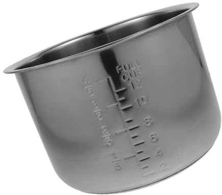 Pentola Interna Argento in Acciaio Inox per Cuociriso 5, 6l | Scala Graduata, Design Multiplo, Accessorio Sostitutivo per Elettrodomestici da Cucina