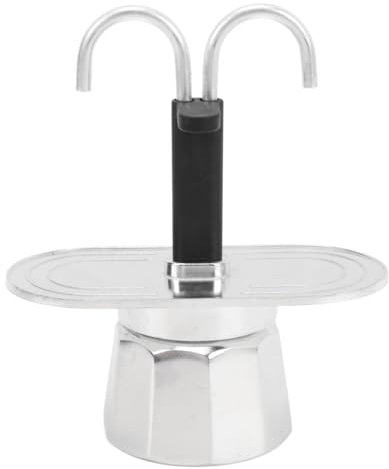 Pssoppara Estufa de 2 Tazas, Material de Aleación de Aluminio, Uso Resistente a la Corrosión, Seguridad, Diseño de Doble Cabezal, Olla Moka para (100ml) (Base decágono)