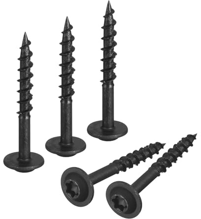 sourcing map #8 x 1-1/4 Round Washer Screws - 100pcs - Torx/Star Drive Head Wood Screws for Construction, Cabinets and Furniture, Black
