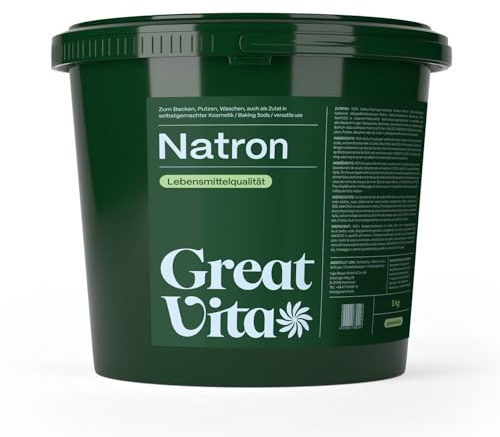 GreatVita Natron Pulver 10kg Eimer Lebensmittelqualität E500ii - Backpulver Großpackung Natriumhydrogencarbonat - Baking Soda Haushaltsreiniger zum Putzen Backen Umweltfreundlich
