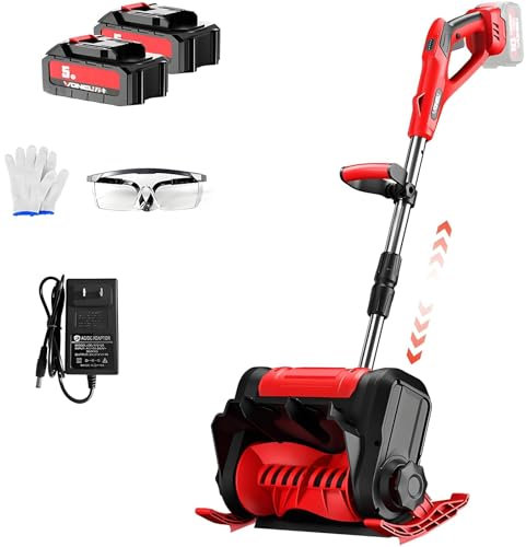 Pala da Neve Senza Fili da 20 V, spazzaneve Elettrico Senza Fili da 12 Pollici con Impugnatura Anteriore Regolabile e Asta telescopica, spazzaneve Professionale con 2 batterie e caricabatter