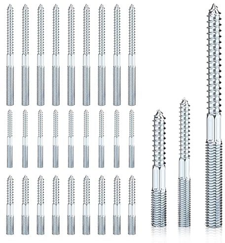 30 Pièces Vis Double Filetage M8 x 60/M8 x 80/M8 x 100mm, Vis à Double Filetage, Boulons de Suspension Torx, Bois Goujon Tige Filetée pour Assemblage de Meubles et Fixation