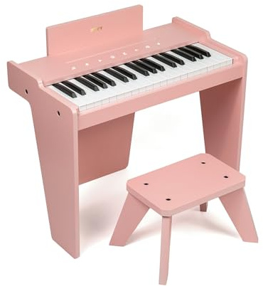 ZIPPY MAT Tastiera per bambini, pianoforte digitale a 37 tasti per bambini, strumento educativo musicale, pianoforte in legno per 3+ ragazze e ragazzi (Rosa Plus)