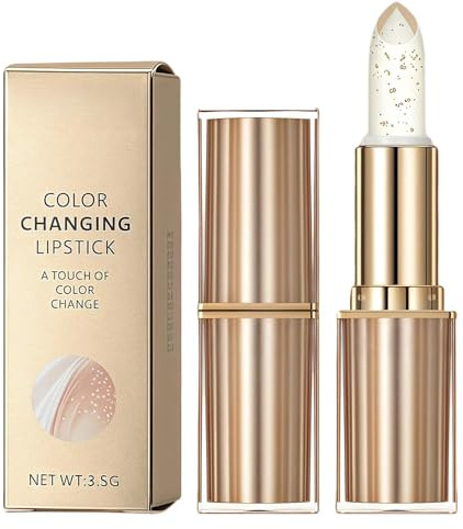 Gold Foil Color Changing Lipstick | Temperature Activated Jelly Lip Balm for Long-Lasting Hydration and Natural Looking Colour | Moisturizing Lip Tint for Hydrated Lips