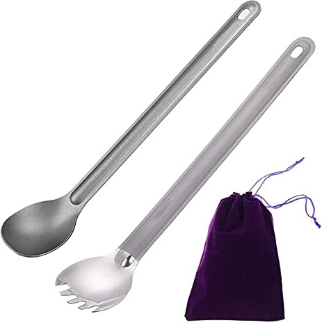 2 Pack Lightweight 21.8CM Spork Long Handle Dinner Spoon Fork Table Spoon Fork for Home Outdoor Picnic Camping Hiking Traveling