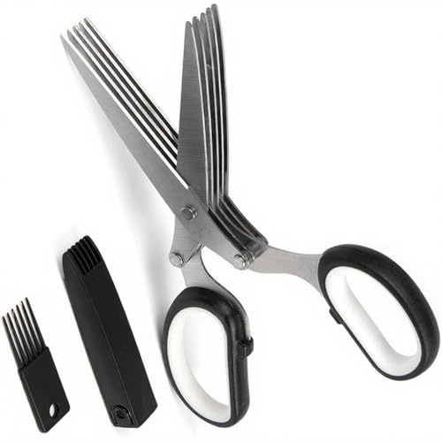 5-Blade Multi-Use Kitchen Shears with Cover Dishwasher Safe Steel Scissors for & Paper Shredding Multifunctional Vegetable Cutter
