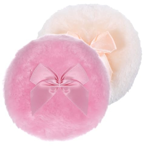 2 Stück Körperpuderquaste, 9 cm Staubpuderquaste Weiche Waschbare Wiederverwendbare Große Flauschige Staubquasten für Nasses Trockenes Make-up Gesicht Körper