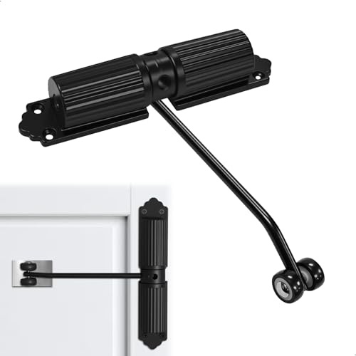 Cierrapuertas Automático Hidráulico, Cierra Puertas Regulable con Doble Muelle para Puerta 20-60kg, Cierrapuertas Silencioso para Puerta Interior Exterior, Negro