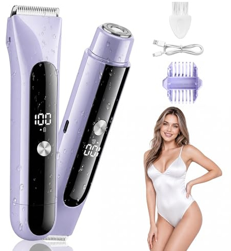 LYRIFFTIC 2-in-1 Lady Shavers for Women, Painless Waterproof Electric Razor